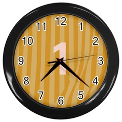 Number 1 Line Vertical Yellow Pink Orange Wave Chevron Wall Clocks (black)