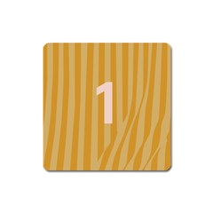 Number 1 Line Vertical Yellow Pink Orange Wave Chevron Square Magnet by Mariart