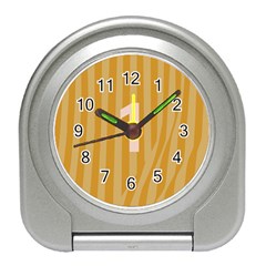 Number 1 Line Vertical Yellow Pink Orange Wave Chevron Travel Alarm Clocks by Mariart