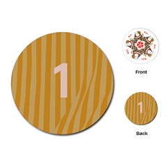 Number 1 Line Vertical Yellow Pink Orange Wave Chevron Playing Cards (round) 