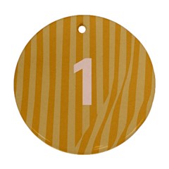 Number 1 Line Vertical Yellow Pink Orange Wave Chevron Round Ornament (two Sides) by Mariart