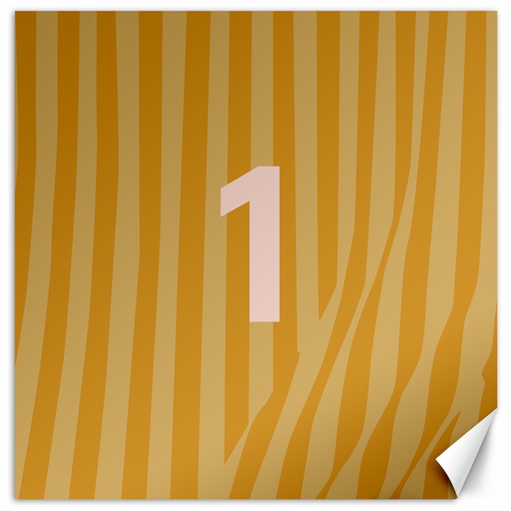 Number 1 Line Vertical Yellow Pink Orange Wave Chevron Canvas 20  x 20  