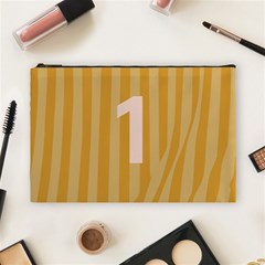 Number 1 Line Vertical Yellow Pink Orange Wave Chevron Cosmetic Bag (large)  by Mariart