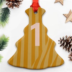 Number 1 Line Vertical Yellow Pink Orange Wave Chevron Christmas Tree Ornament (two Sides) by Mariart