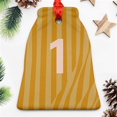 Number 1 Line Vertical Yellow Pink Orange Wave Chevron Bell Ornament (two Sides) by Mariart