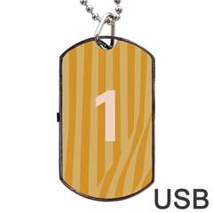 Number 1 Line Vertical Yellow Pink Orange Wave Chevron Dog Tag Usb Flash (one Side) by Mariart