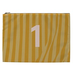 Number 1 Line Vertical Yellow Pink Orange Wave Chevron Cosmetic Bag (xxl)  by Mariart