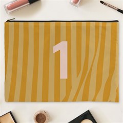 Number 1 Line Vertical Yellow Pink Orange Wave Chevron Cosmetic Bag (xxxl) 