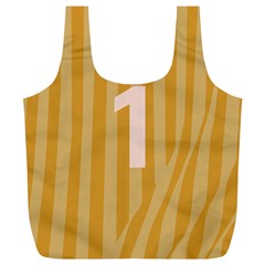 Number 1 Line Vertical Yellow Pink Orange Wave Chevron Full Print Recycle Bags (l)  by Mariart