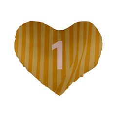 Number 1 Line Vertical Yellow Pink Orange Wave Chevron Standard 16  Premium Flano Heart Shape Cushions by Mariart