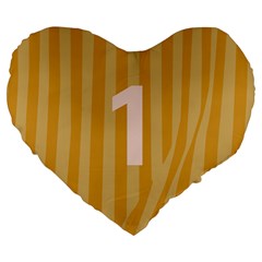 Number 1 Line Vertical Yellow Pink Orange Wave Chevron Large 19  Premium Flano Heart Shape Cushions by Mariart