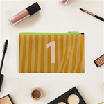 Number 1 Line Vertical Yellow Pink Orange Wave Chevron Cosmetic Bag (XS) Back