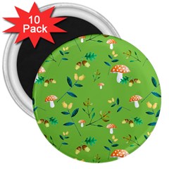 Mushrooms Flower Leaf Tulip 3  Magnets (10 Pack) 