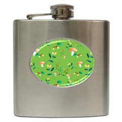 Mushrooms Flower Leaf Tulip Hip Flask (6 Oz)