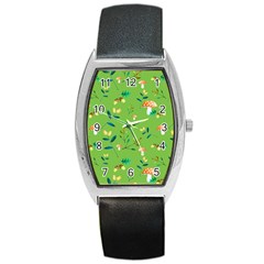 Mushrooms Flower Leaf Tulip Barrel Style Metal Watch by Mariart