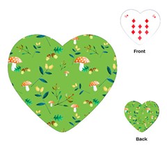 Mushrooms Flower Leaf Tulip Playing Cards (heart)  by Mariart