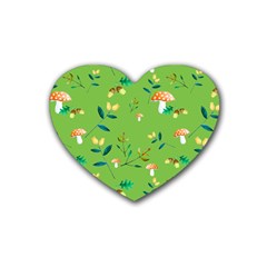 Mushrooms Flower Leaf Tulip Rubber Coaster (heart)  by Mariart