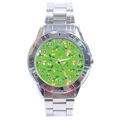 Mushrooms Flower Leaf Tulip Stainless Steel Analogue Watch by Mariart