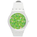 Mushrooms Flower Leaf Tulip Round Plastic Sport Watch (M) Front