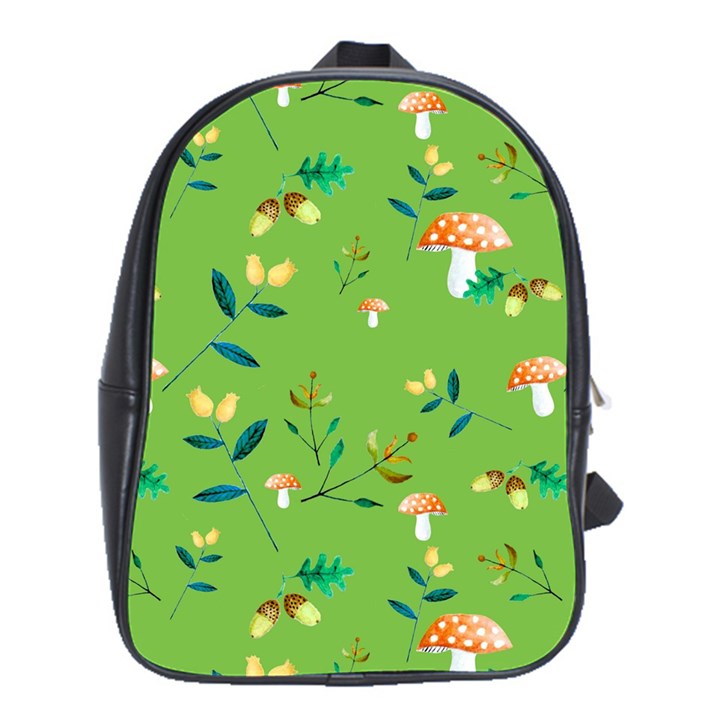 Mushrooms Flower Leaf Tulip School Bags (XL) 