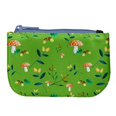 Mushrooms Flower Leaf Tulip Large Coin Purse by Mariart