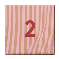 Number 2 Line Vertical Red Pink Wave Chevron Tile Coasters