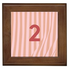 Number 2 Line Vertical Red Pink Wave Chevron Framed Tiles