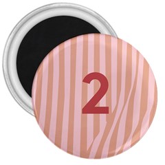 Number 2 Line Vertical Red Pink Wave Chevron 3  Magnets by Mariart