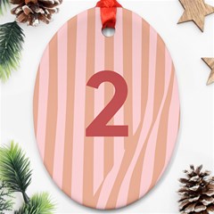 Number 2 Line Vertical Red Pink Wave Chevron Ornament (oval)