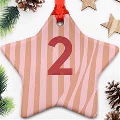 Number 2 Line Vertical Red Pink Wave Chevron Ornament (star) by Mariart