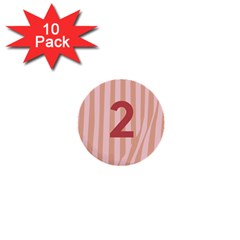 Number 2 Line Vertical Red Pink Wave Chevron 1  Mini Buttons (10 Pack)  by Mariart