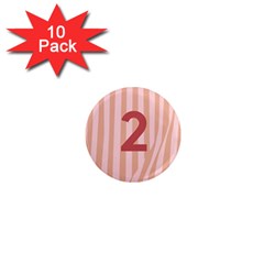 Number 2 Line Vertical Red Pink Wave Chevron 1  Mini Magnet (10 Pack) 