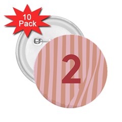 Number 2 Line Vertical Red Pink Wave Chevron 2 25  Buttons (10 Pack)  by Mariart