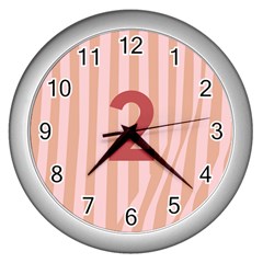 Number 2 Line Vertical Red Pink Wave Chevron Wall Clocks (silver)  by Mariart