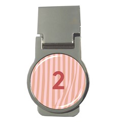 Number 2 Line Vertical Red Pink Wave Chevron Money Clips (round)  by Mariart