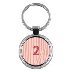 Number 2 Line Vertical Red Pink Wave Chevron Key Chains (round)  by Mariart