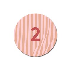 Number 2 Line Vertical Red Pink Wave Chevron Magnet 3  (round)