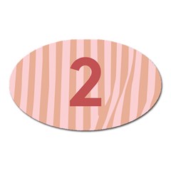 Number 2 Line Vertical Red Pink Wave Chevron Oval Magnet