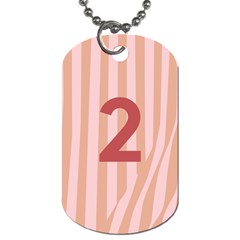 Number 2 Line Vertical Red Pink Wave Chevron Dog Tag (one Side)