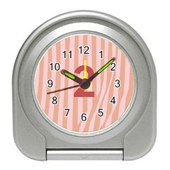 Number 2 Line Vertical Red Pink Wave Chevron Travel Alarm Clocks by Mariart