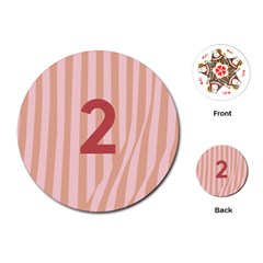 Number 2 Line Vertical Red Pink Wave Chevron Playing Cards (round) 