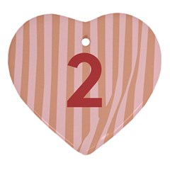 Number 2 Line Vertical Red Pink Wave Chevron Heart Ornament (two Sides)