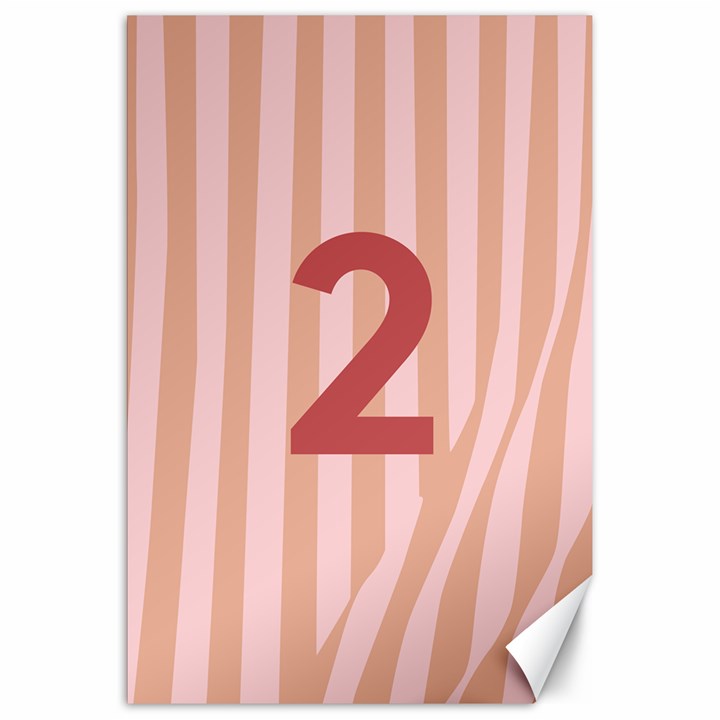 Number 2 Line Vertical Red Pink Wave Chevron Canvas 20  x 30  