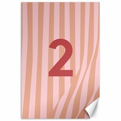 Number 2 Line Vertical Red Pink Wave Chevron Canvas 24  X 36 