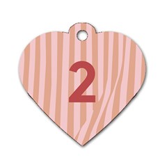 Number 2 Line Vertical Red Pink Wave Chevron Dog Tag Heart (two Sides) by Mariart