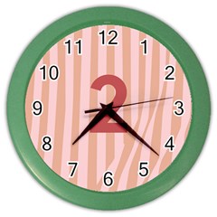 Number 2 Line Vertical Red Pink Wave Chevron Color Wall Clocks by Mariart