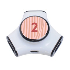 Number 2 Line Vertical Red Pink Wave Chevron 3-port Usb Hub by Mariart