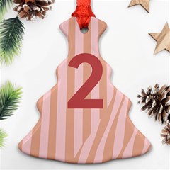 Number 2 Line Vertical Red Pink Wave Chevron Ornament (christmas Tree)  by Mariart