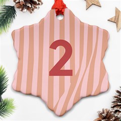 Number 2 Line Vertical Red Pink Wave Chevron Snowflake Ornament (two Sides) by Mariart