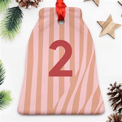 Number 2 Line Vertical Red Pink Wave Chevron Bell Ornament (two Sides) by Mariart